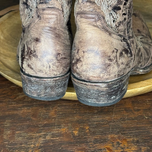 Old Gringo Brown Heeled Boots with Cream Embroidery 8.5 Butterfly - Picture 7 of 9